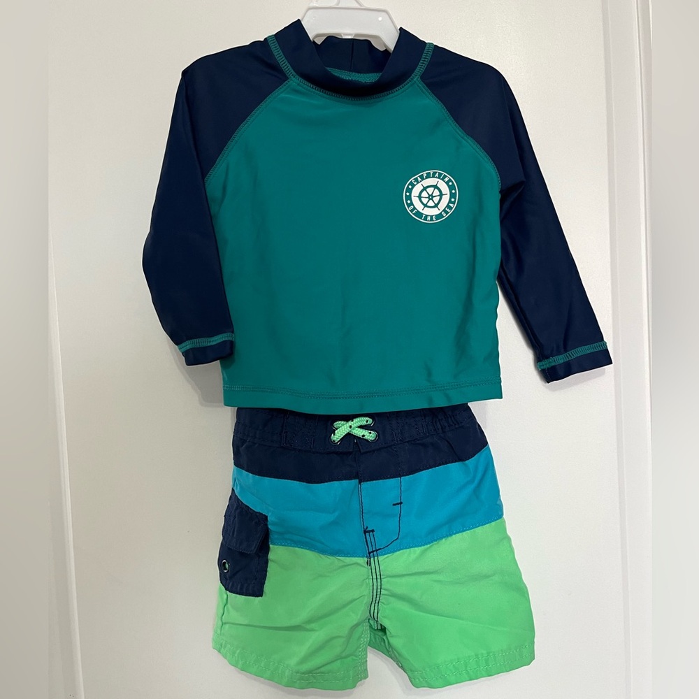 Carter’s Baby Boy Rashguard and Swim Trunks Size 6 months